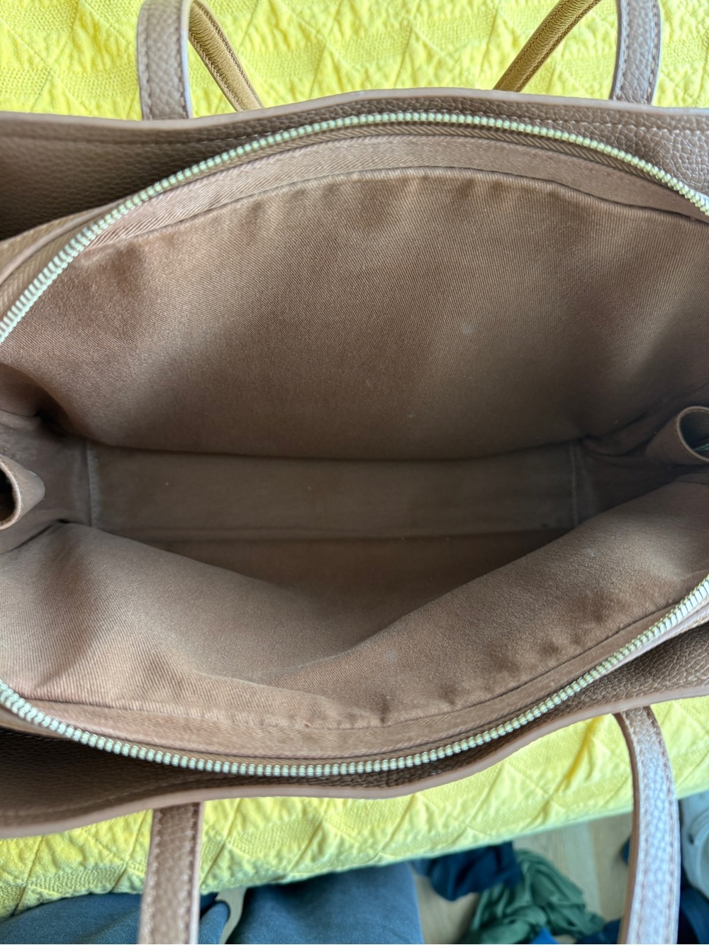 Quince Italian Leather Triple Compartment Work Tote — Tan - Picture 4 of 11
